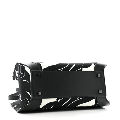 Valentino Garavani Canvas Panther Calfskin Crystal Small Vlogo Signature Tote Black White 4 of 12