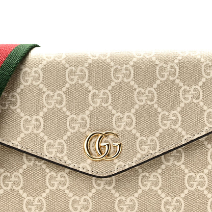 Gucci GG Supreme Monogram Textured Dollar Calfskin Web Mini Ophidia Envelope Shoulder Bag Beige Mystic White Oatmeal 8 of 11