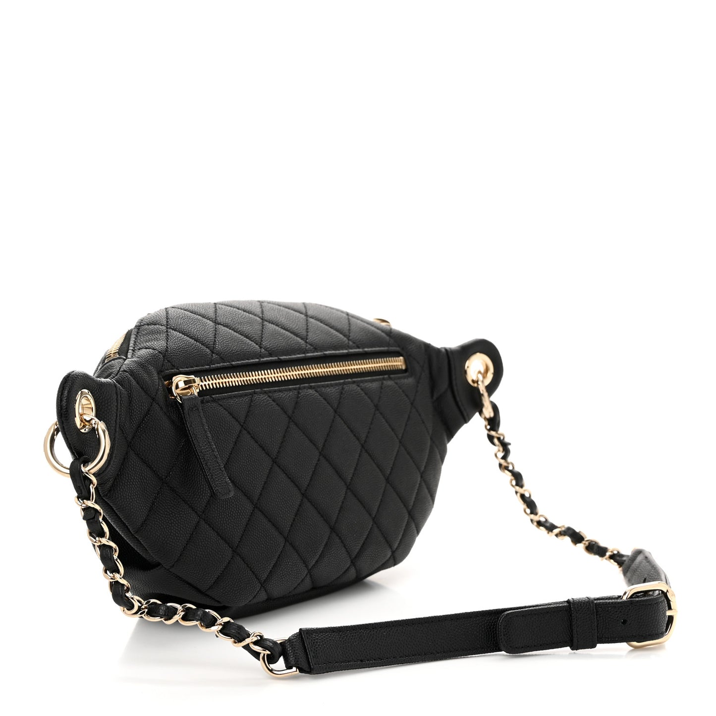 Caviar Quilted Filigree Waist Bag Black
