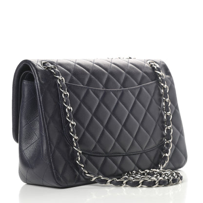 Chanel Caviar Quilted Jumbo Double Flap Navy Blue 3 of 12