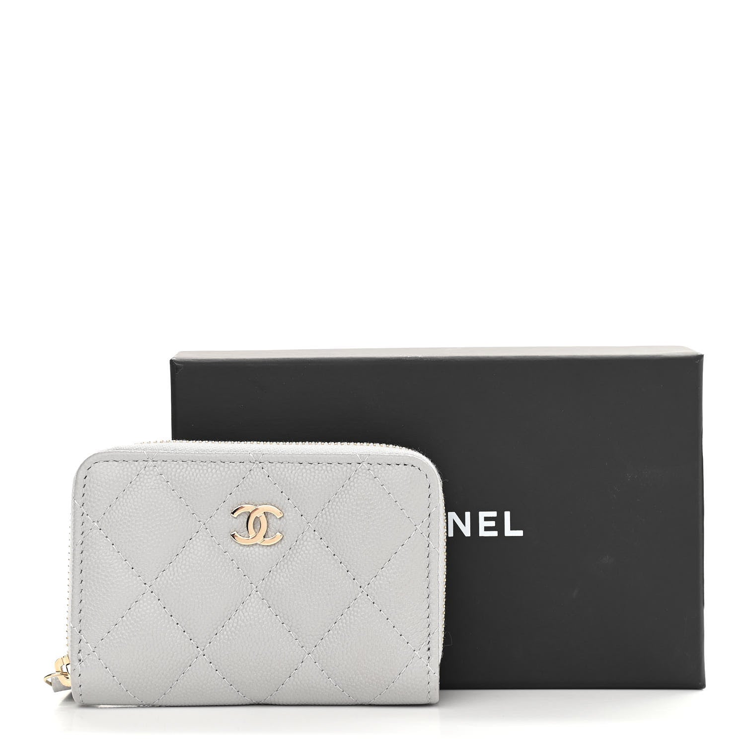 Chanel Caviar Quilted Zip Coin Purse Grey 8 of 8