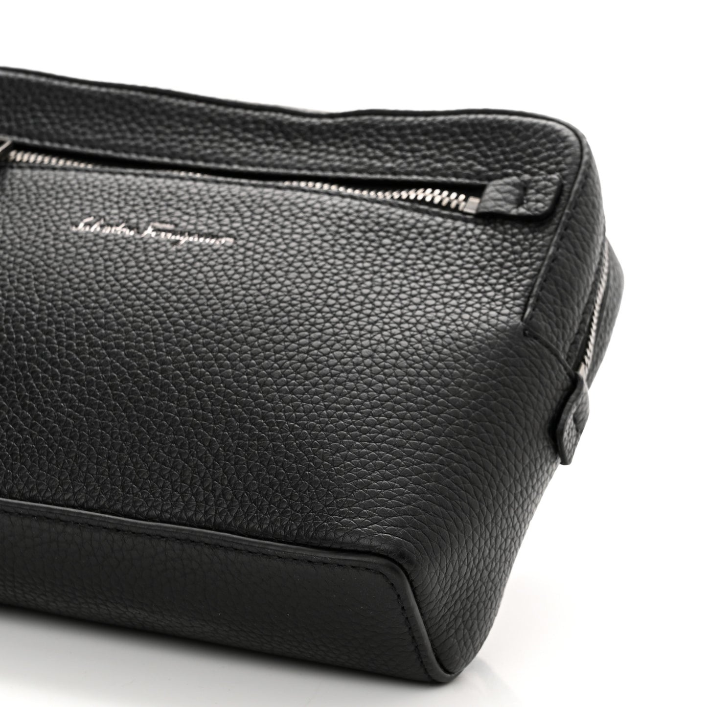 Grained Calfskin Zip Around Convertible Bag Black