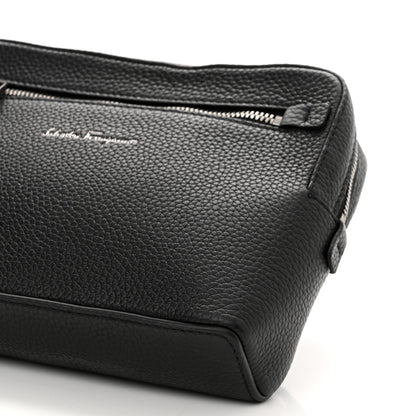 Salvatore Ferragamo Grained Calfskin Zip Around Convertible Bag Black 9 of 9