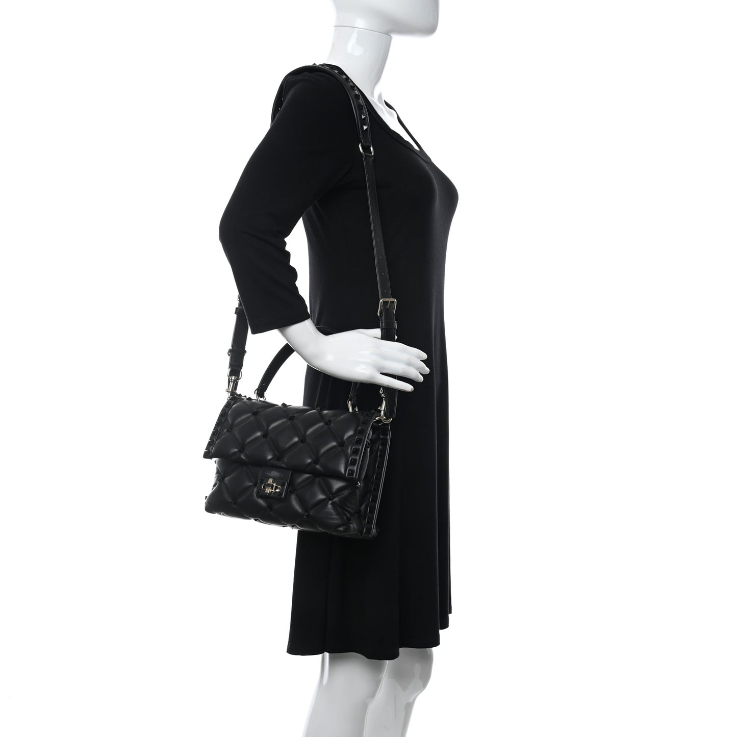 Nappa Monochrome Medium Candystud Top Handle Bag Black