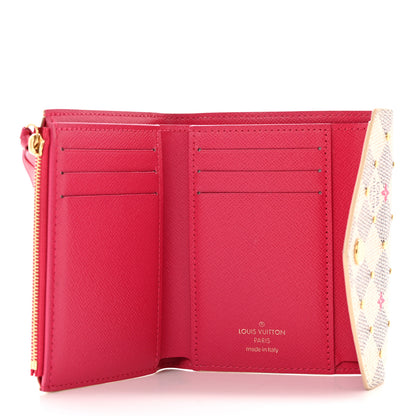 Louis Vuitton Damier Azur Studded Zoe Wallet Rose Ballerine 5 of 7