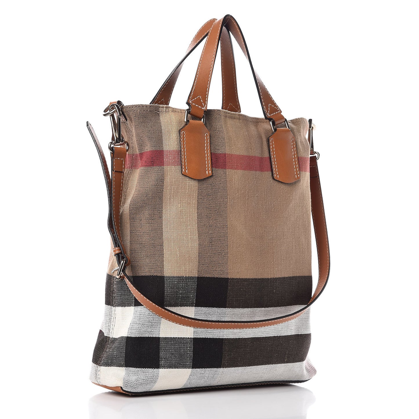 Canvas Mega Check Medium Tottenham Brit Tote Saddle Brown