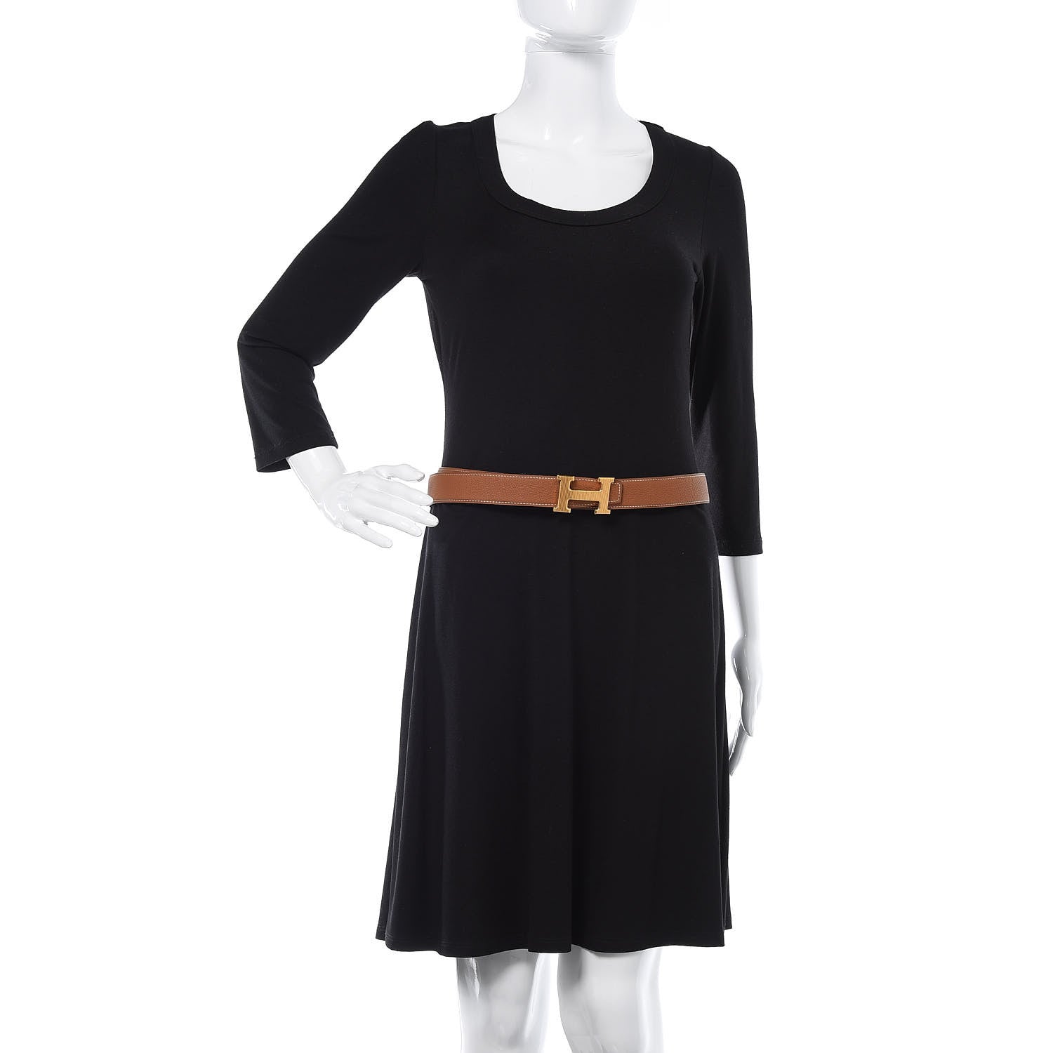 Hermes Box Togo Strie 32mm H Belt 95 Black Gold 3 of 8