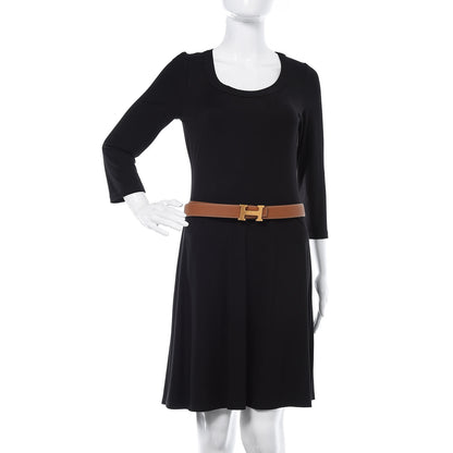 Hermes Box Togo Strie 32mm H Belt 95 Black Gold 3 of 8