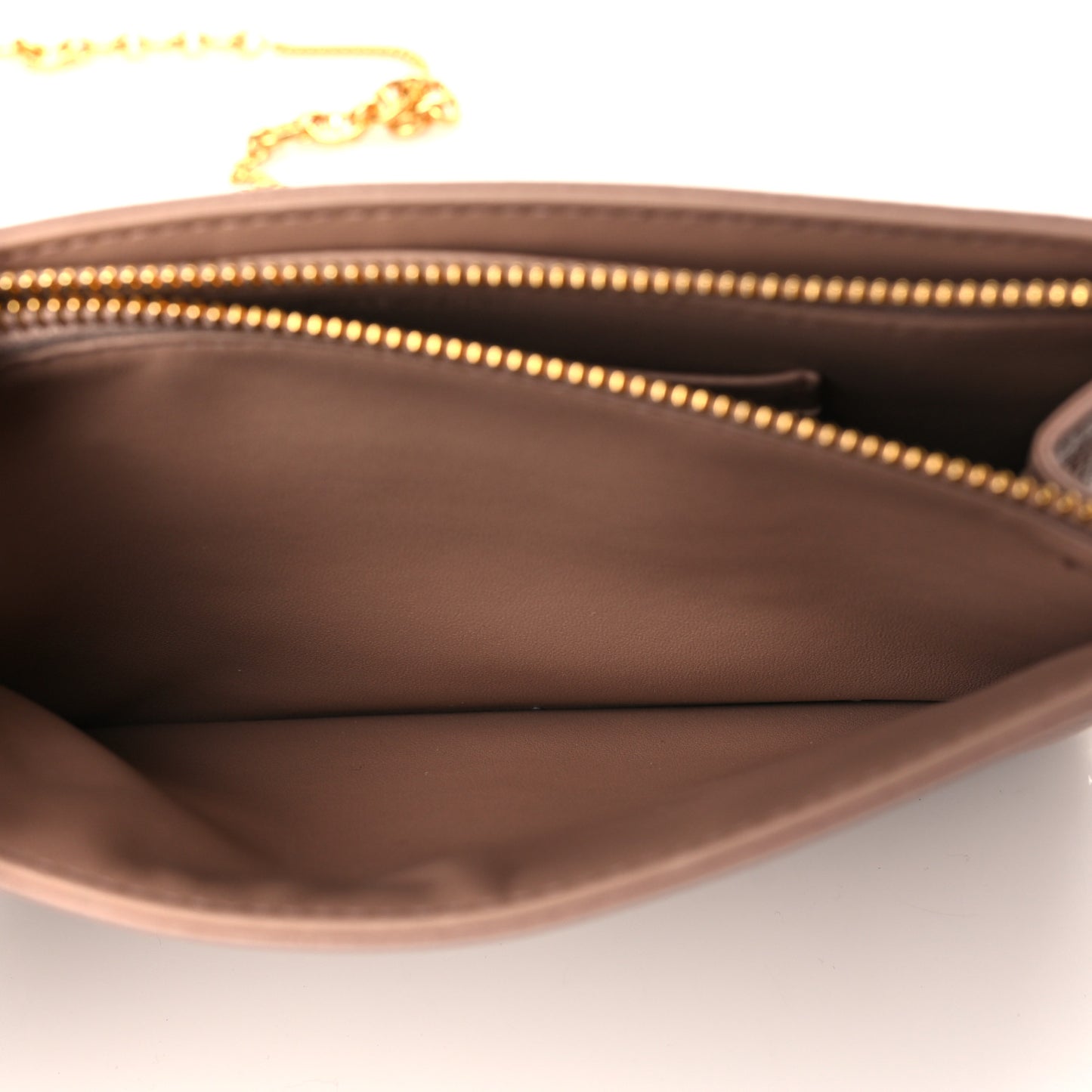 Calfskin Cannage Caro Zipped Pouch With Chain Fard