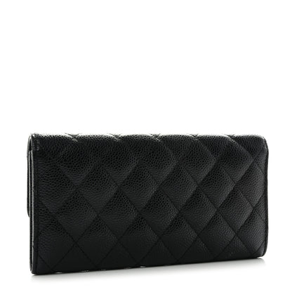 Chanel Caviar Quilted Large Gusset Flap Wallet Black 3 of 12