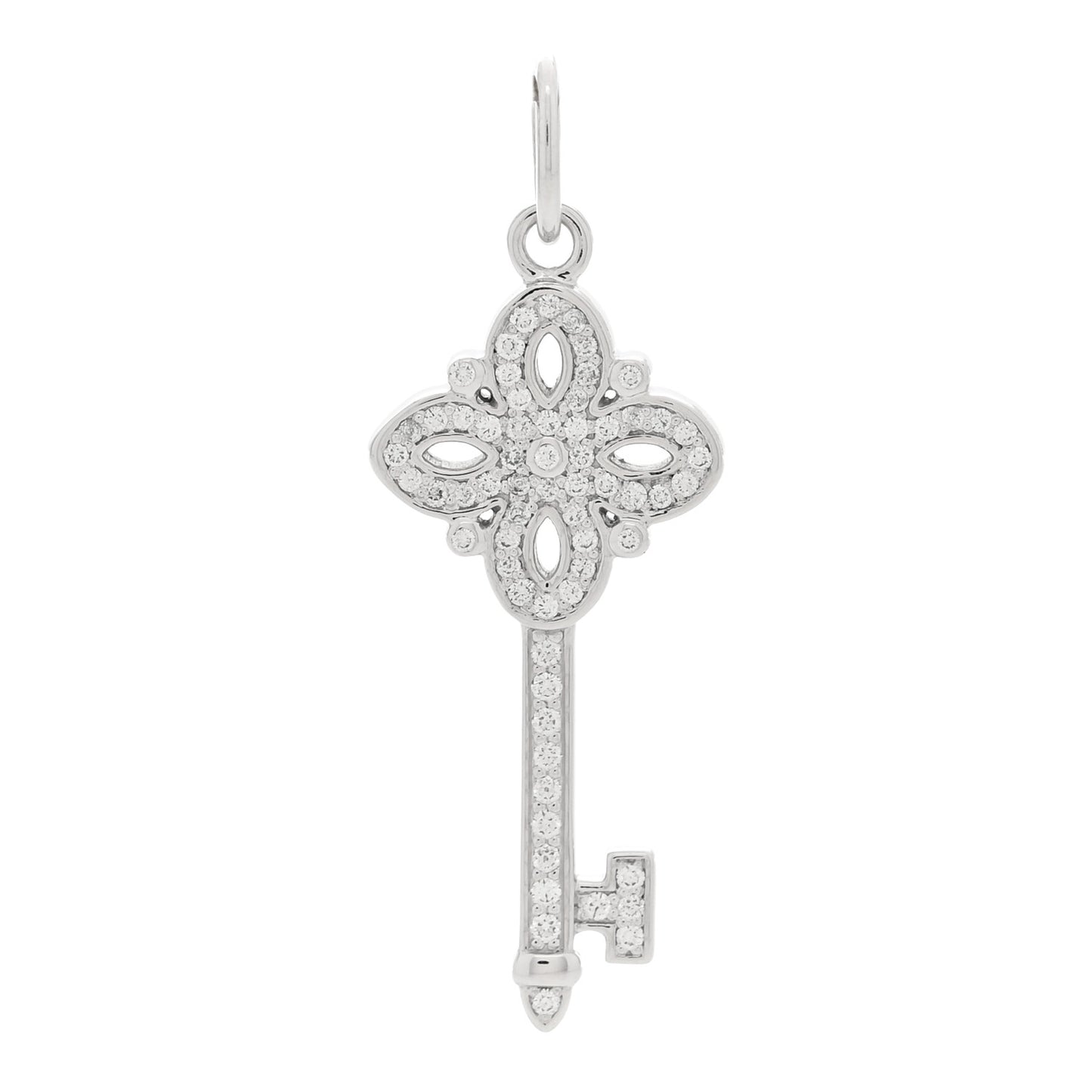 18K White Gold Diamond Mini Victoria Key Pendant