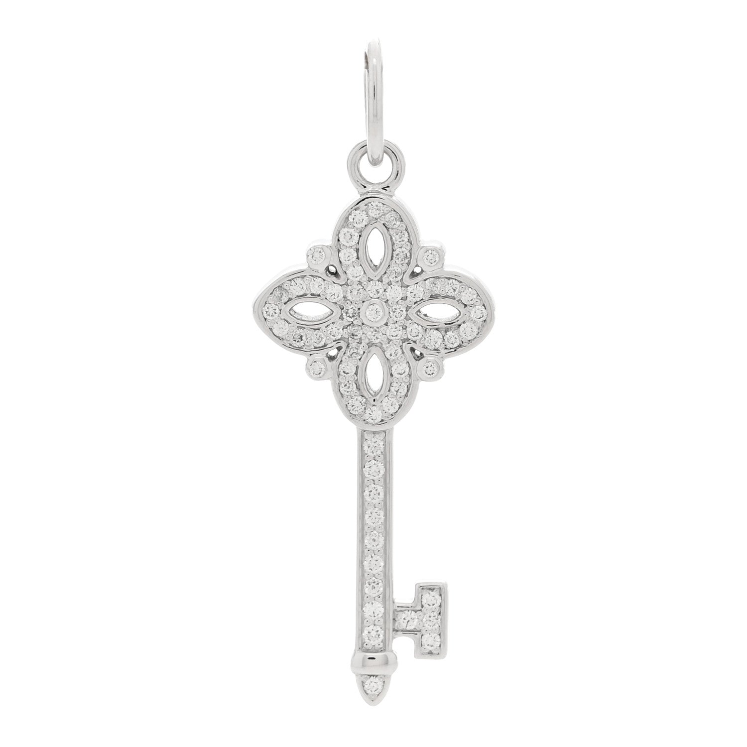 Tiffany 18K White Gold Diamond Mini Victoria Key Pendant 1 of 4