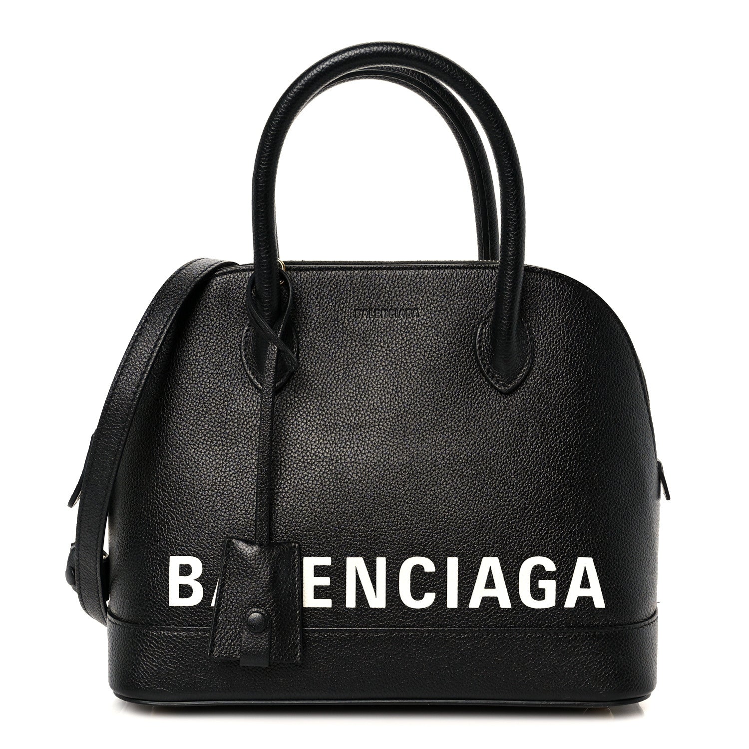 Balenciaga Grained Calfskin Logo S Ville Top Handle Bag Black White 1 of 12