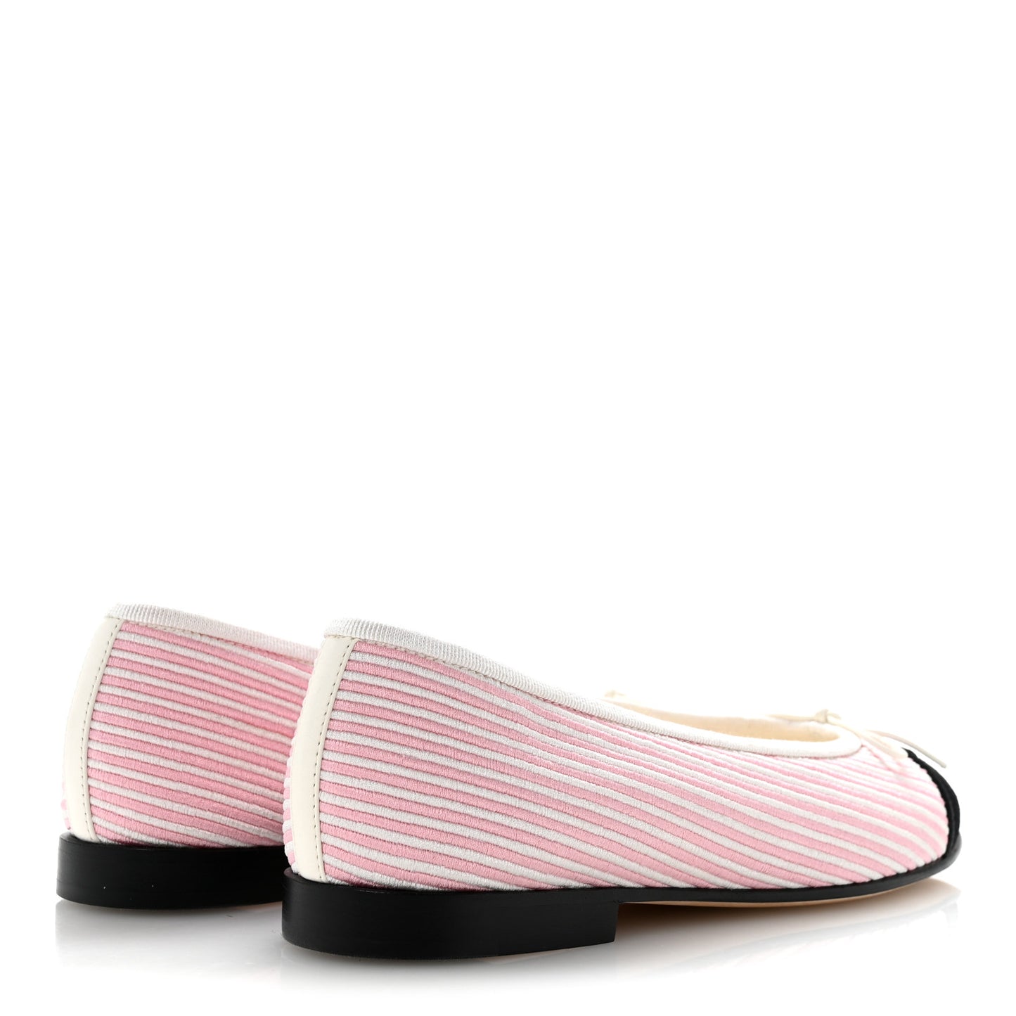 Fabric Grosgrain Cap Toe CC Flats 37.5 White Light Pink Black