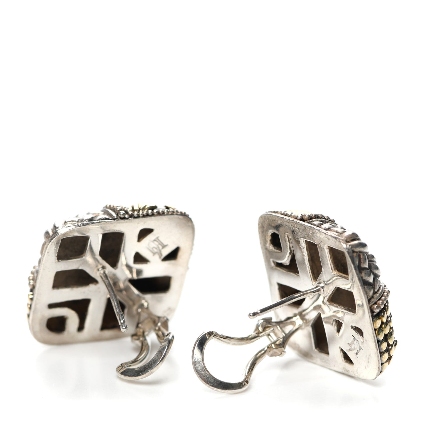 Sterling Silver 18K Yellow Gold Square Dot Earrings