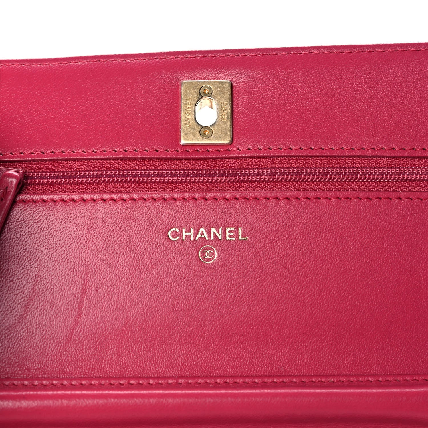Chanel Lambskin Quilted CC Pearl Crush Wallet on Chain WOC Dark Pink 6 of 11