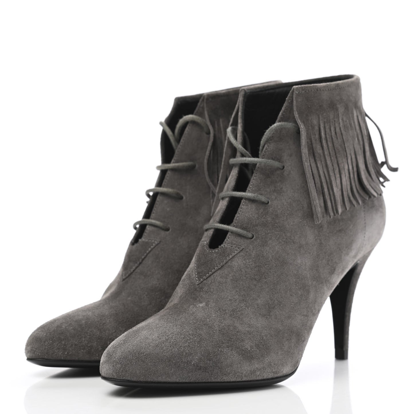 Suede Fringe Anita 85mm Ankle Boots 35.5 Dark Grey