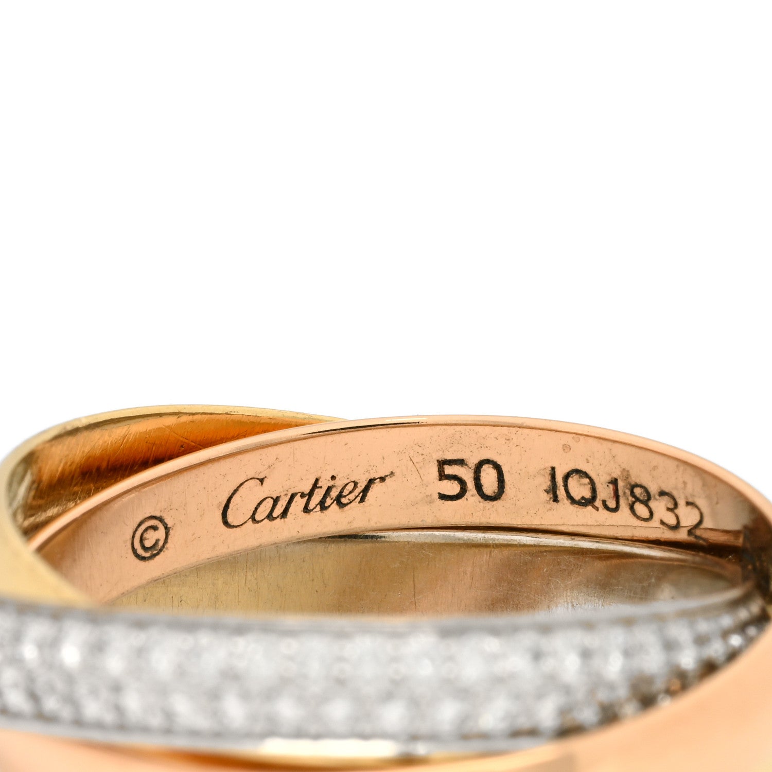 Cartier 18K White Yellow Pink Gold Diamond Small Trinity Paved Ring 50 5.25 4 of 5