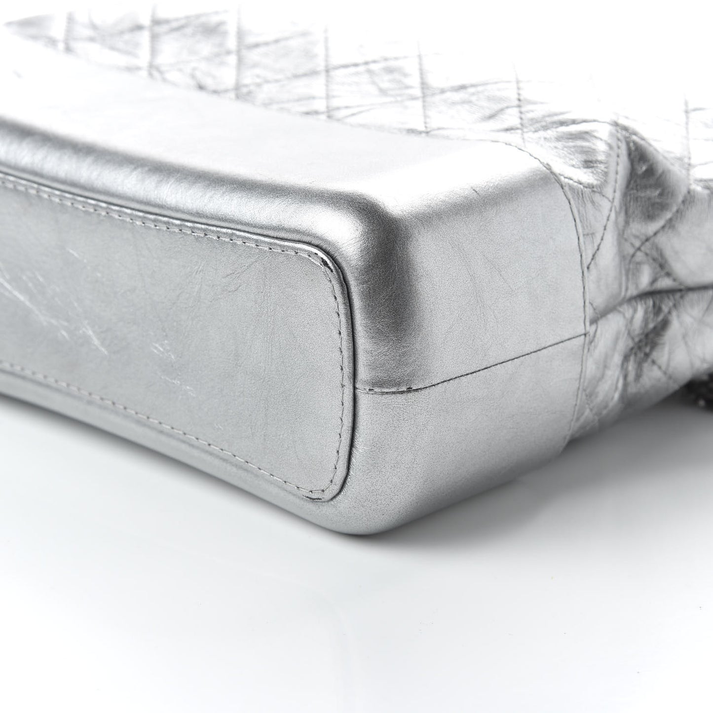 Metallic Lambskin Calfskin Quilted Medium Gabrielle Hobo Silver