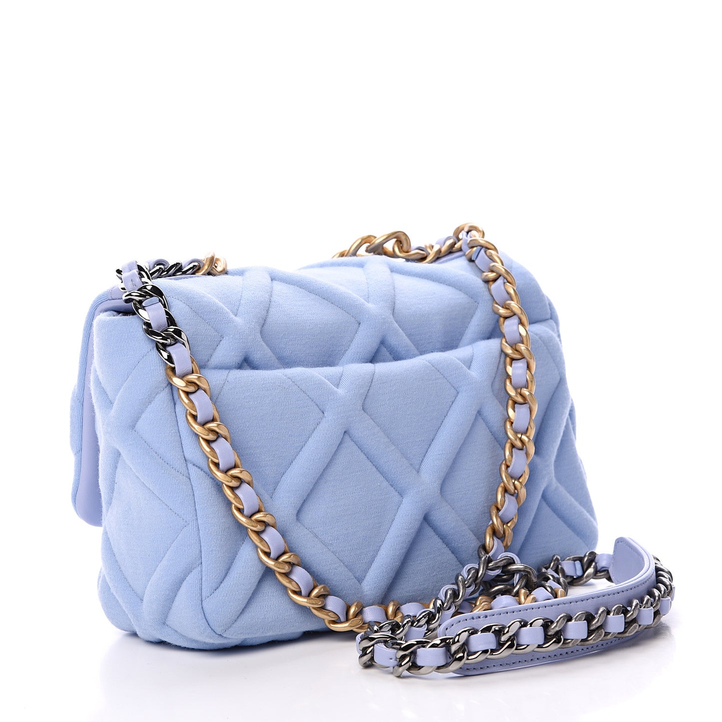 Jersey Lambskin Quilted Medium 19 Flap Light Blue