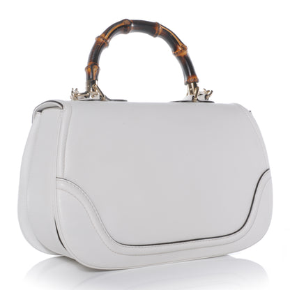 Gucci Pebbled Calfskin Large New Bamboo Medium Top Handle Bag White 3 of 7