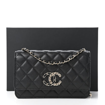 Chanel Caviar Quilted French New Wave Chain CC Wallet On Chain WOC Black 11 of 11