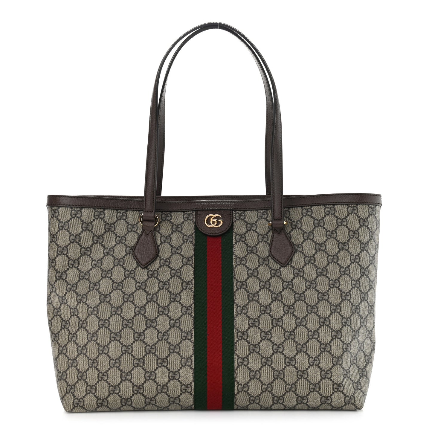 GG Supreme Monogram Medium Ophidia Shopping Tote Brown