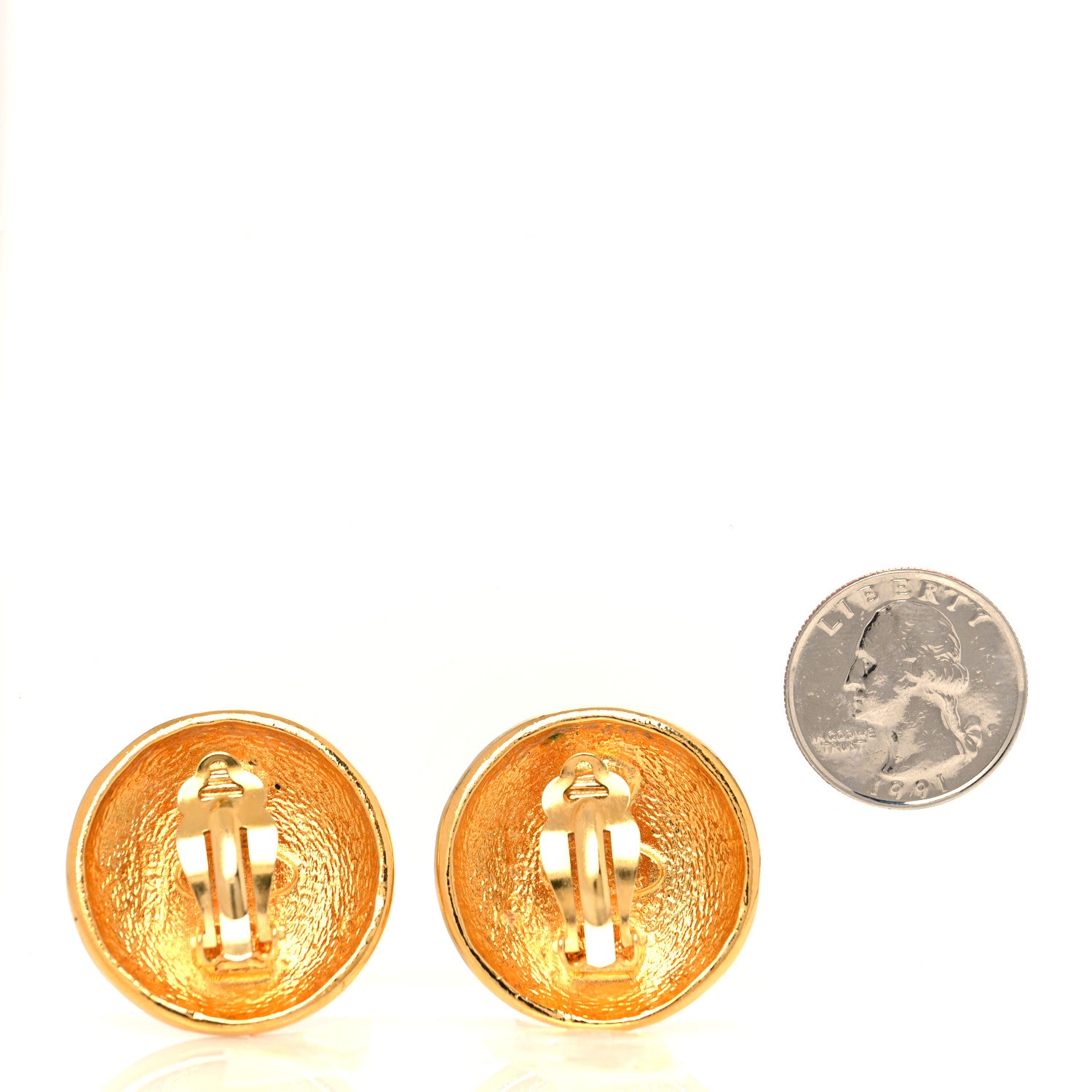 Chanel Metal Large CC Clip On Earrings Gold 2 of 4