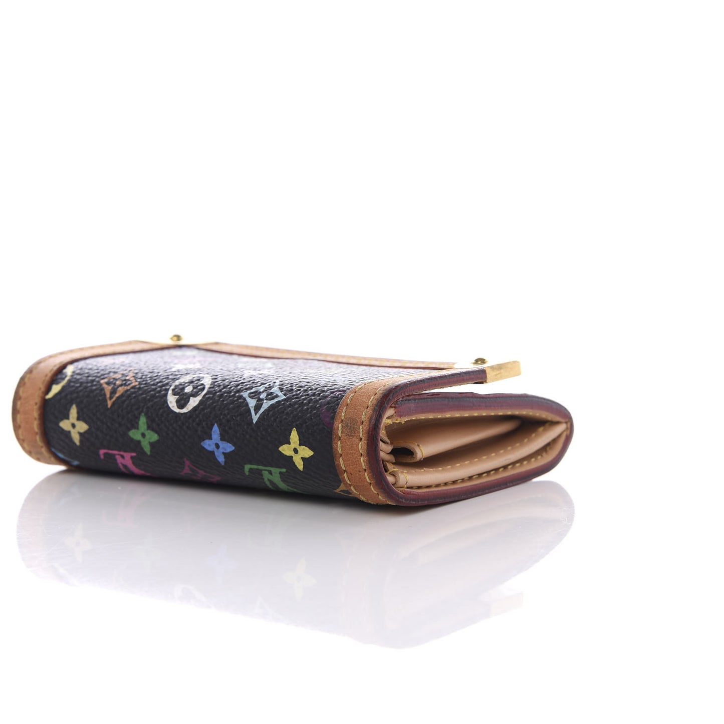 Monogram Multicolor Porte-Monnaie Plat Coin Purse Black