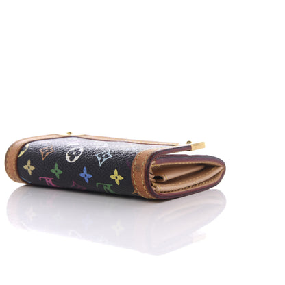 Louis Vuitton Monogram Multicolor Porte-Monnaie Plat Coin Purse Black 7 of 7