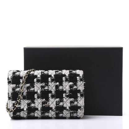 Chanel Tweed Quilted Wallet On Chain WOC Black Ecru White 11 of 11
