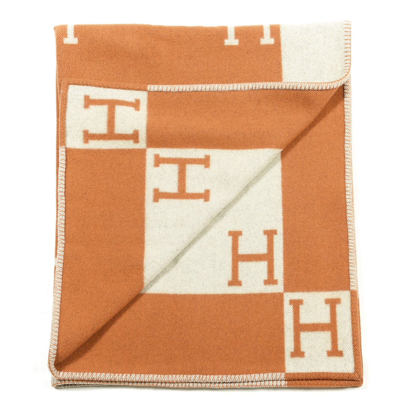 Wool Cashmere Signature Classic Avalon Blanket Ecru Potiron