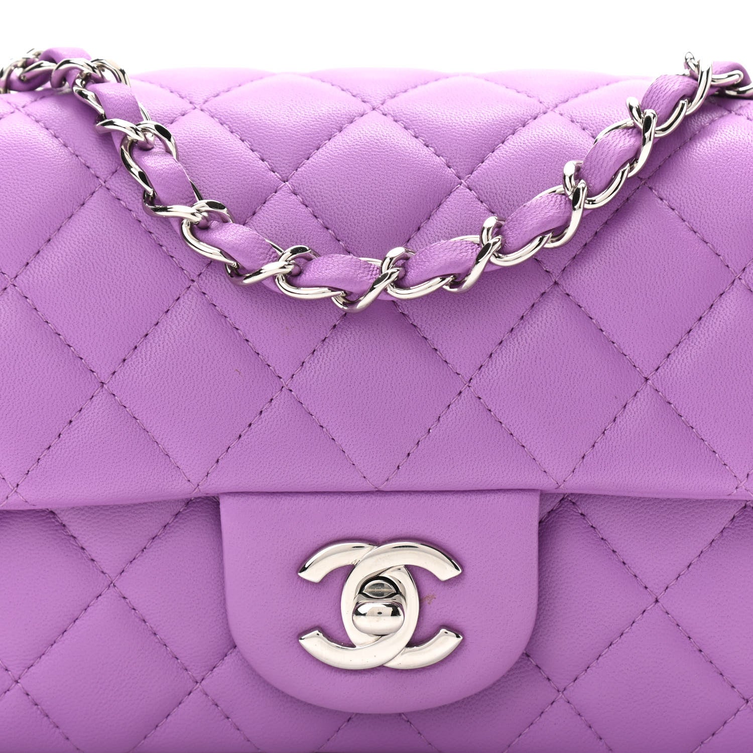 Chanel Lambskin Quilted Mini Rectangular Flap Purple 8 of 11