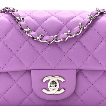 Chanel Lambskin Quilted Mini Rectangular Flap Purple 8 of 11