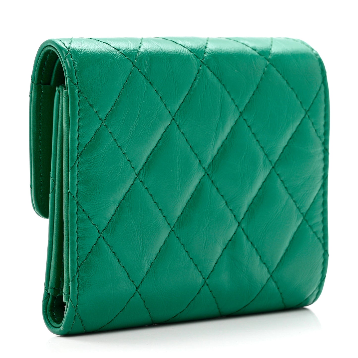 Aged Calfskin Quilted Reissue Compact Wallet Green
