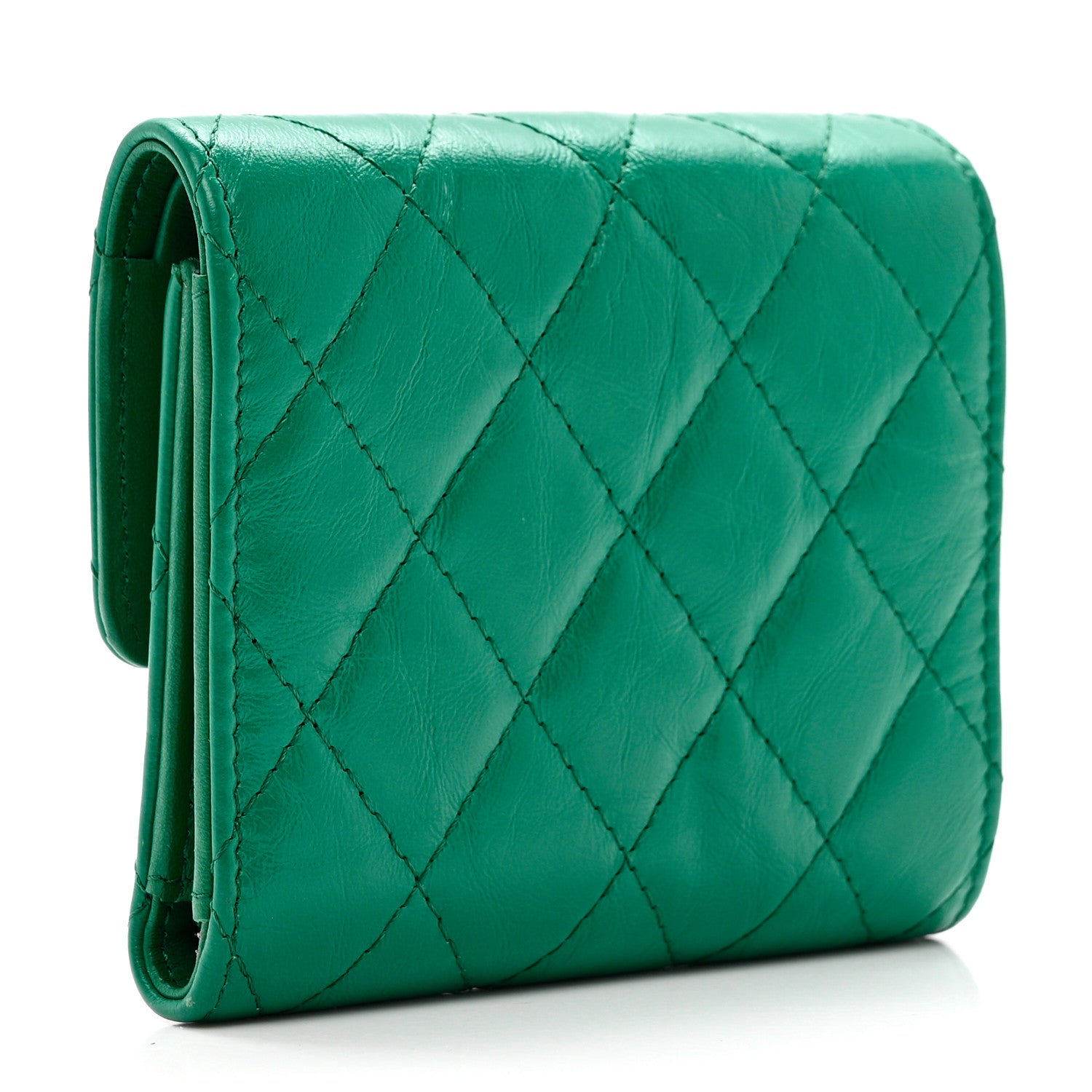 Chanel Aged Calfskin Quilted Reissue Compact Wallet Green 4 of 8
