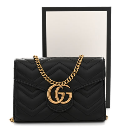 Gucci Calfskin Matelasse GG Marmont Chain Wallet Black 11 of 11
