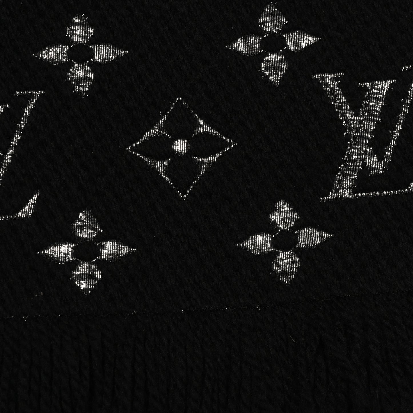 Wool Silk Logomania Shine Scarf Black