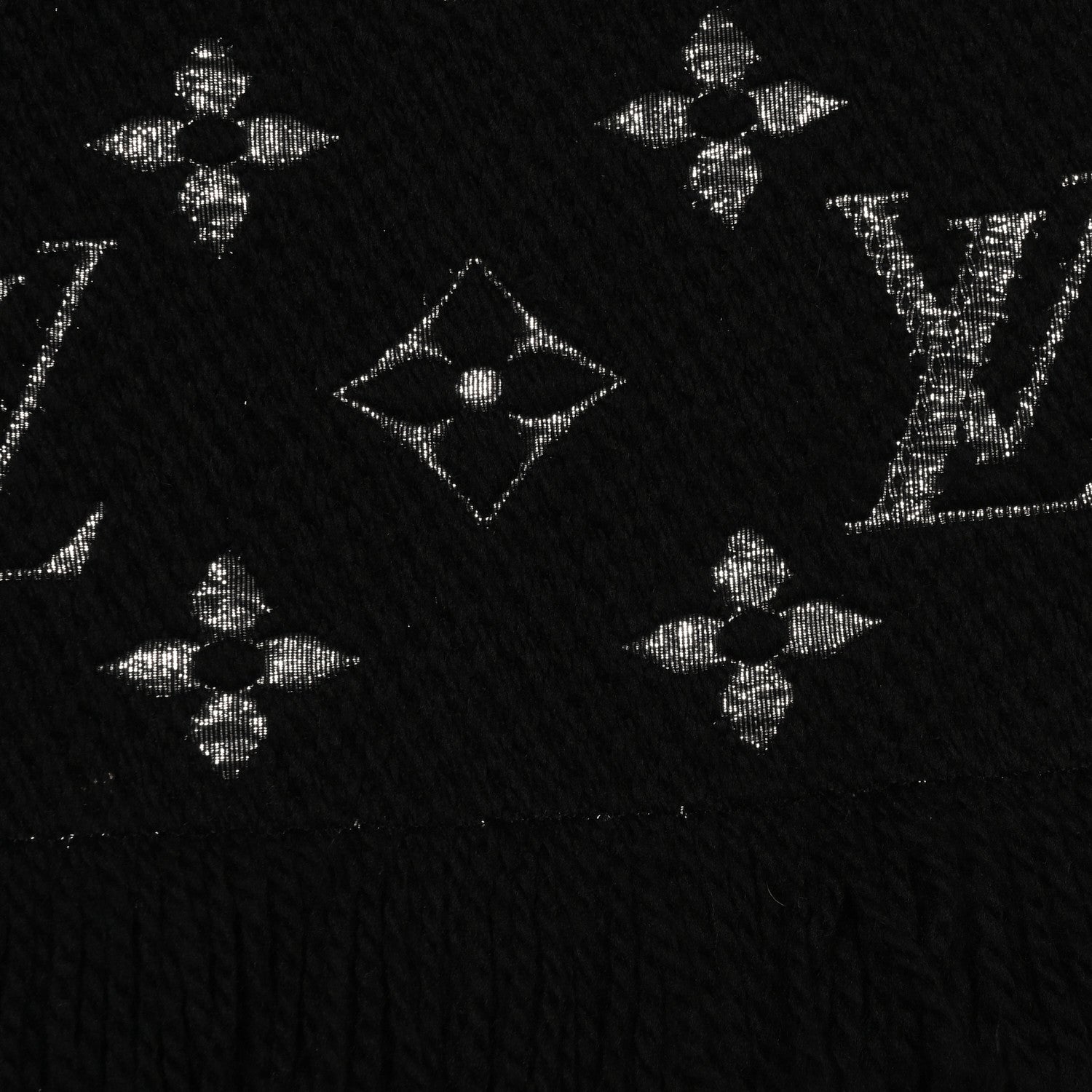 Louis Vuitton Wool Silk Logomania Shine Scarf Black 4 of 4