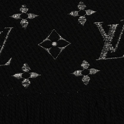 Louis Vuitton Wool Silk Logomania Shine Scarf Black 4 of 4