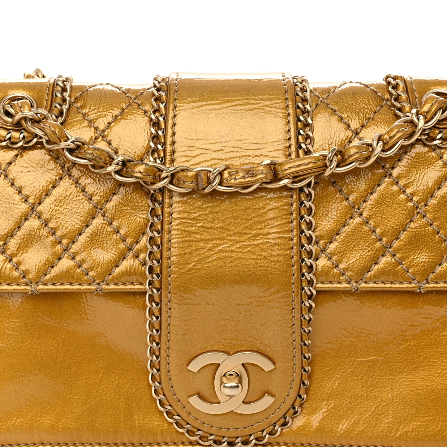 Patent Medium Madison Flap Gold