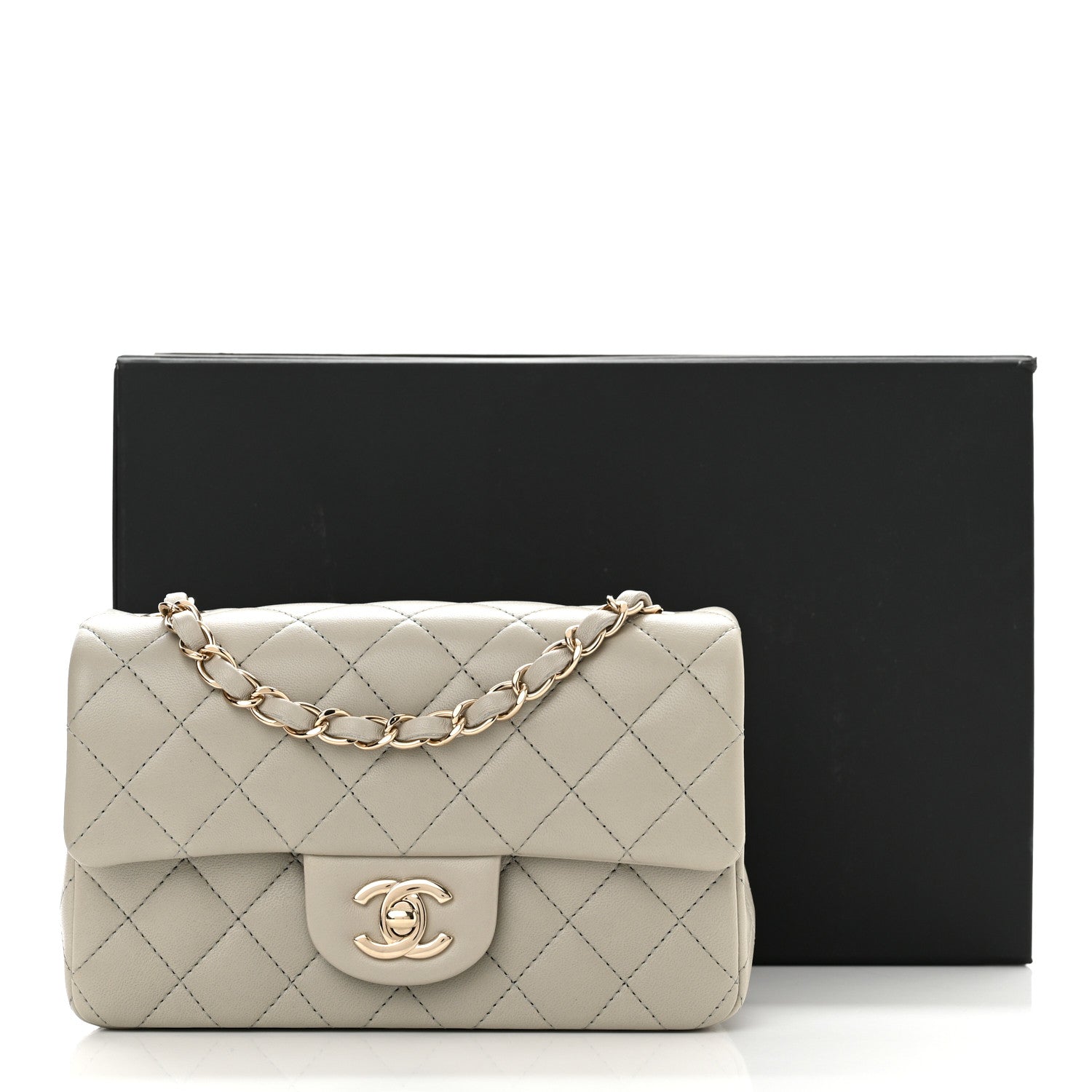 Chanel Lambskin Quilted Mini Rectangular Flap Grey 11 of 11