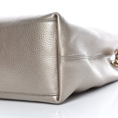 Gucci Metallic Pebbled Calfskin Medium Soho Chain Shoulder Bag Golden Beige 6 of 15