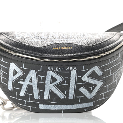 Balenciaga Agneau Arena Graffiti All Over XXS Souvenir Belt Bag Black White 8 of 10