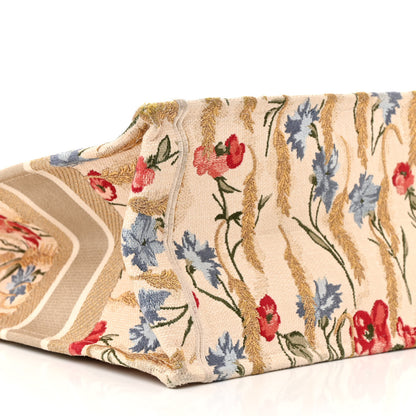 Christian Dior Canvas Embroidered Medium Hibiscus Book Tote Beige Multicolor 17 of 19