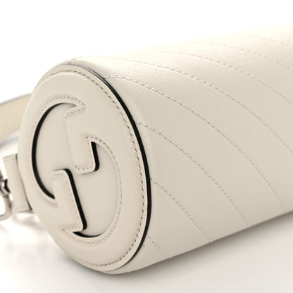 Gucci Sakai Be Green Calfskin Diagonal Stitched Mini Blondie Barrel Shoulder Bag Mystic White 8 of 9
