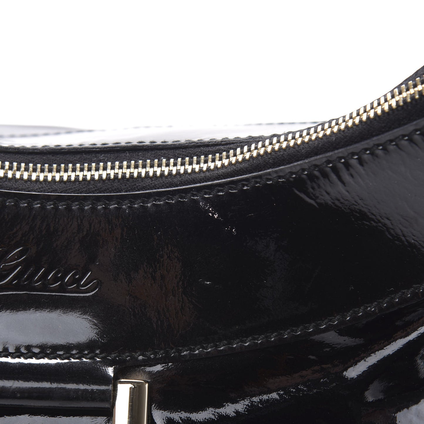 Patent Large D Gold Ring Hobo Black