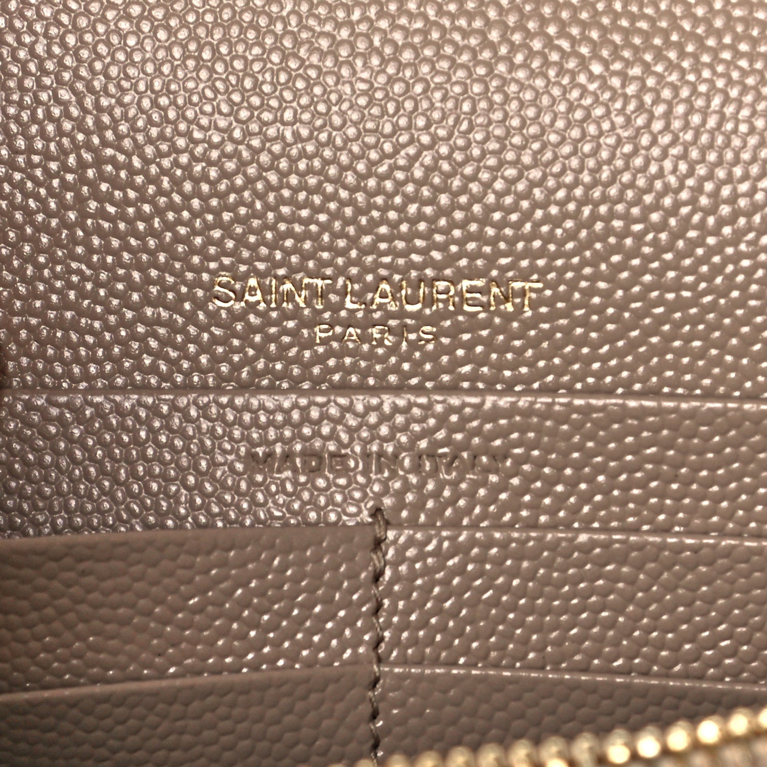 Saint Laurent Grain De Poudre Matelasse Chevron Monogram Envelope Chain Wallet Deep Beige 6 of 9