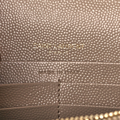 Saint Laurent Grain De Poudre Matelasse Chevron Monogram Envelope Chain Wallet Deep Beige 6 of 9