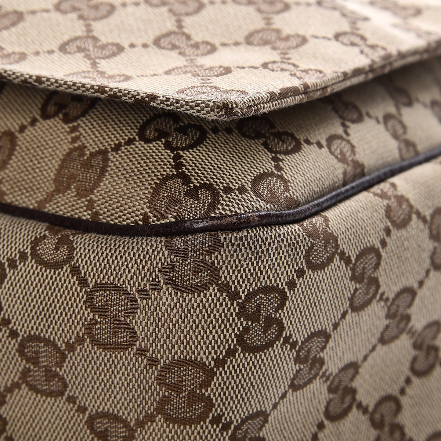 Monogram Large Flap Messenger Bag Beige Dark Brown